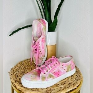 Superga Hearts Sneakers 2750 Embroidery pink gold metallic Valentines Love Print